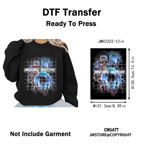 12in Retro Halftone Movie Halloween Spooky Popular Shows Iron on DTF Washable Transfers Stickers Ready to Press for Hoodies