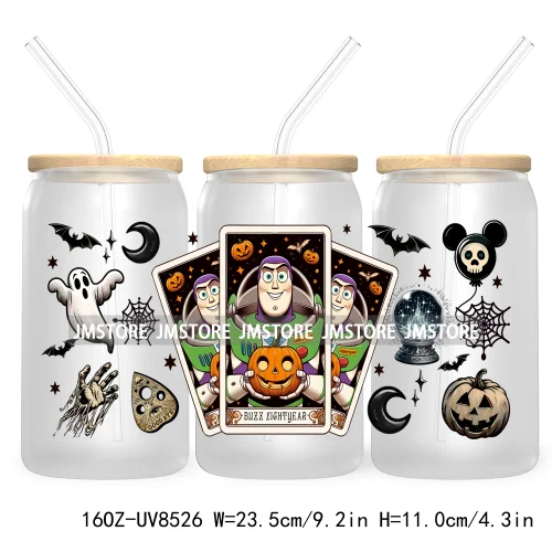 Horror Characters Tarot Card Halloween UV DTF Sticker For 16OZ Libbey Glass Cup Can Wrap Transfer Stickers Custom Label DIY Logo