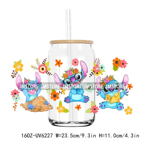 Cute Cartoon Characters UV DTF Sticker For 16OZ Libbey Glass Cup Can Wrap Transfer Stickers Custom Labels DIY Logo Magic World