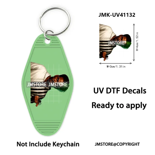 Black Dad Halloween Horror Villain UV DTF Motel Keychain Decal Ready To Ship Durable Transfer Stickers Prints For Hotel Keychain