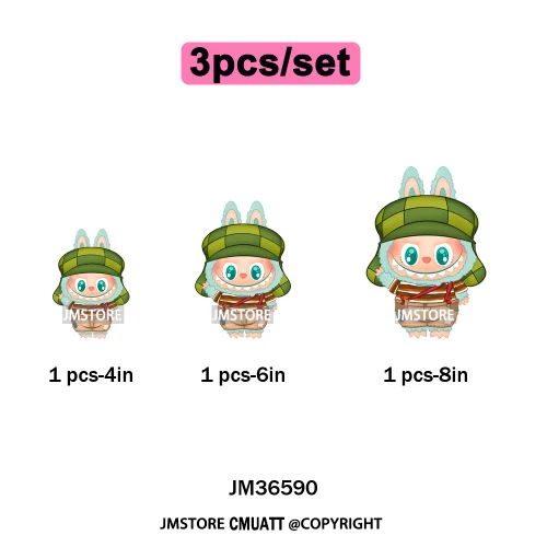 Cute Baby Cartoon Monster Doll Character Bow Girly Washable Decals Iron On DTF Heat Transfer Stickers Ready To Press for Clothes