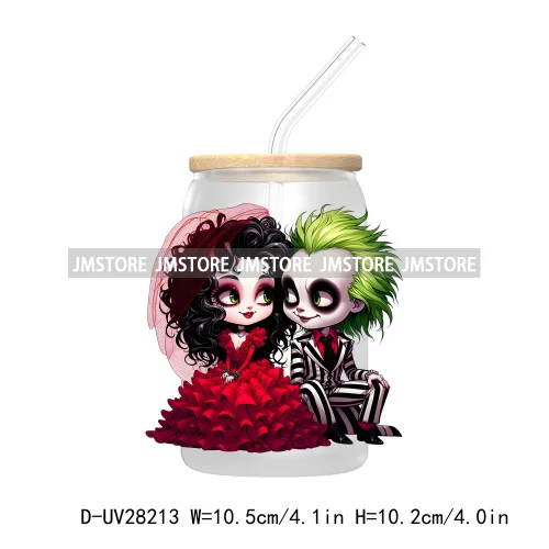 Cartoon Princess Couple Halloween Double Trouble UV DTF Transfer Stickers Decals For Libbey Cold Cup Mug Tumbler Waterproof Logo