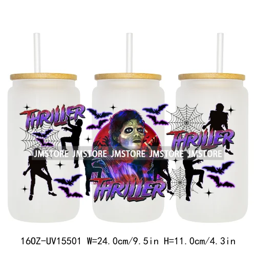 Horror Halloween Killer Friends UV DTF Wraps Transfer Sticker Waterproof Custom High Quality For 16OZ Libbey Glass Can Tumbler