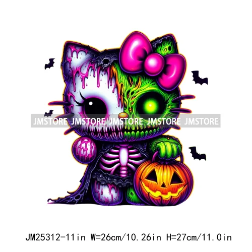 Cartoon Halloween Wicked Horror Scary Killer Animal Designs DTF Iron On Transfers Stickers Ready To Press For Clothes Bags