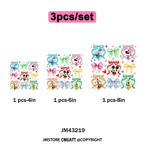 Trendy Girls Mirror Coquette Cartoon Friends Character Trip Holiday Iron on DTF Transfer Stickers Ready to Press for Sweatshirts