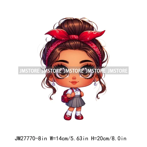 Cute Back To School Latina Baby Princess Chicana Hispanic Girls Designs DTF Iron On Transfer Stickers Ready To Press For Hoodies