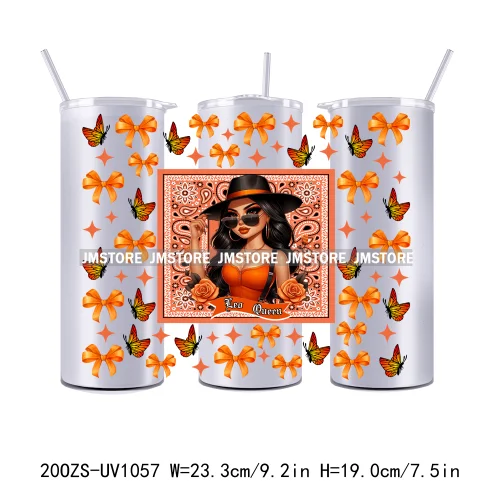 12 Zodiac Queen Chicana 20OZ Straight Skinny Tumbler Wrap Ready To Apply UV DTF Transfer Stickers Waterproof Prints For Tumbler