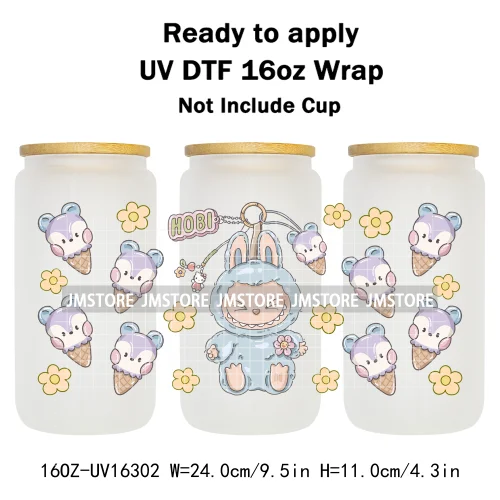 Funny Cartoon Monster Characters Ice Cream UV DTF Stickers Ready To Apply Cup Wrap Custom Prints DIY Craft For Libbey Glass Can