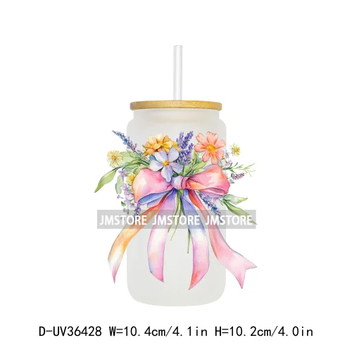 Colorful Bow Ribbon Bridal Birthday UV Sticker Decals For Libbey Cold Cups Mugs Tumbler Transfer Stickers Waterproof DIY Prints