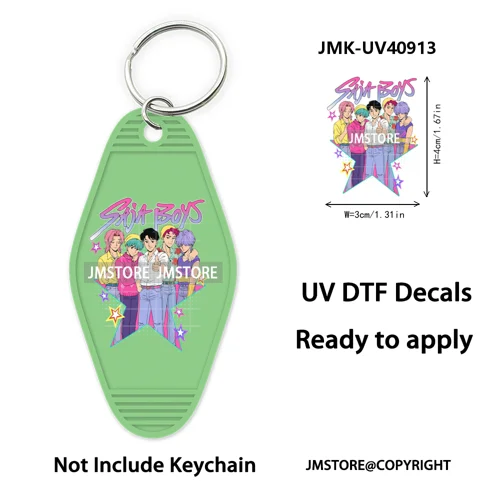 Kpop Demon Inspired Movie Character UV DTF Motel Keychain Decal Ready To Ship Durable Transfer Stickers Print For Hotel Keychain