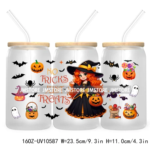 Horror Princess Halloween 16OZ UV DTF Cup Wrap Transfer Stickers Movie Killers Custom Labels For Libbey Glass Can Trick Or Treat