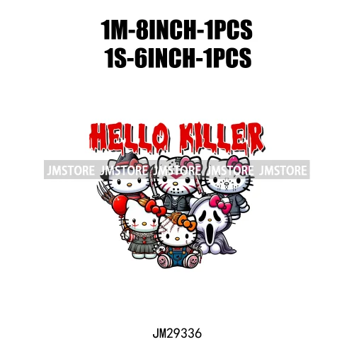 Cartoon Horror Character Halloween Vibes Pumpkin Killer Logos Iron On DTF Transfers Stickers Ready To Press For Hoodies