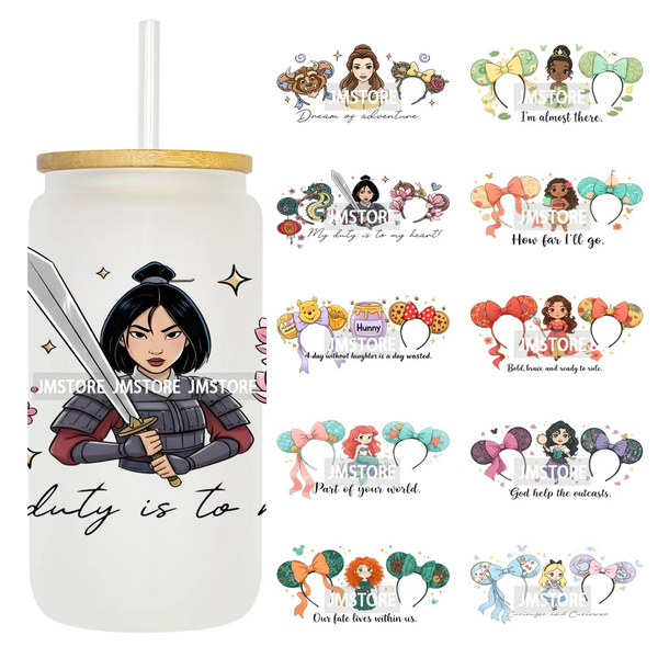 Coquette Bow Magical Cartoon Princess Halloween UV DTF Stickers Ready To Apply Cup Wrap High Quality For 16OZ Libbey Can Glass
