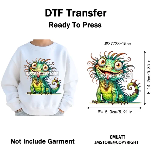 15cm 5.9in Kids Size Funny Pets Lovers Playful Panda Lion Chameleon Animal Iron on DTF Transfer Stickers Ready to Press for Bag