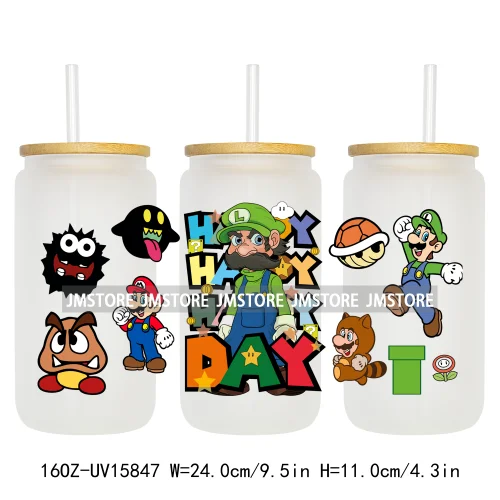 Retro Game Super Hero Princess UV DTF Cup Wraps Ready To Apply Waterproof Transfer Stickers For 16OZ Libbey Glass Can Tumbler