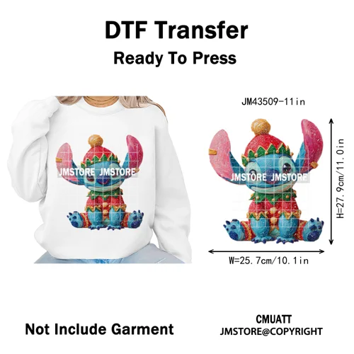 Cute Cartoon Characters Merry Christmas Holiday Gifts Xmas Iron on Washable DTF Heat Transfer Sticker Ready to Press for Clothes