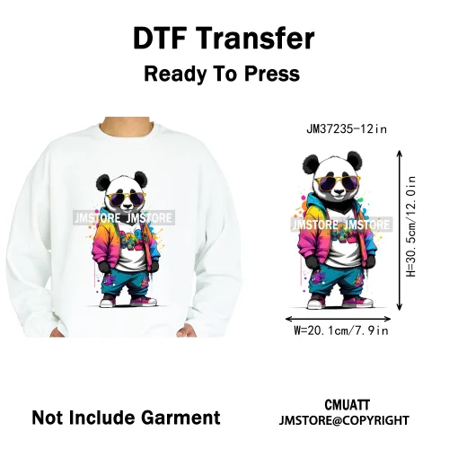 12in Cool Jungle King Beats Graffiti Hip Hop Animals Lover Iron on DTF Thermal Transfers Stickers Ready to Press for T-shirts