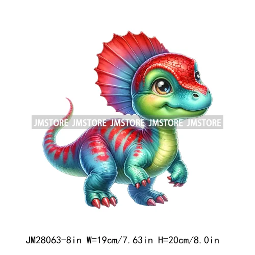 Colorful Dinosaur Baby Animal Thermal Printing Iron On DTF Transfer Stickers Ready To Press For Clothes