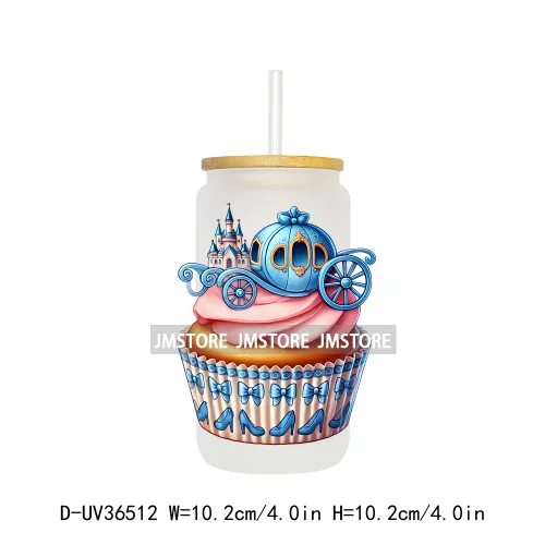 Cartoon Cupcake Sweet Treats UV DTF Transfer Stickers Decals Ready To Apply Waterproof For 16OZ Libbey Glass Can Cups Tumbler