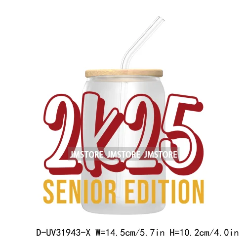 Senior 2025 College Grad UV Sticker Decals For Libbey Cold Cups Mugs Tumbler Transfer Stickers Waterproof Labels Graduation Cap