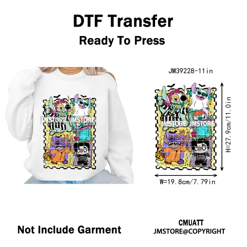 Pumpkin Spice Season Cartoon Horror Nightmare Halloween Vibes Iron on DTF Washable Transfers Stickers Ready to Press for Hoodies