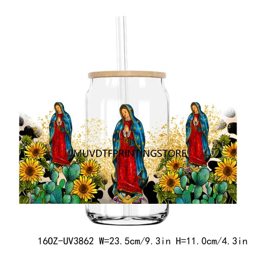 Mexico States Culture UV DTF Sticker For 16OZ Libbey Glass Cup Can Mexican Flag Country Wrap Transfer Sticker Custom DIY Logo