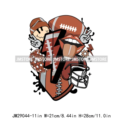 Coquette Bow Fall Football Mom Season Sports Team Thermal Printing Iron On DTF Transfer Stickers Ready To Press For T-shirts Bag