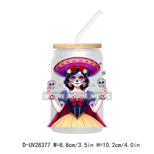 Mexican Little Princess UV DTF Transfer Stickers Decals For Libbey Cold Cups Mugs Tumbler Waterproof Craft Day of the Dead Girls