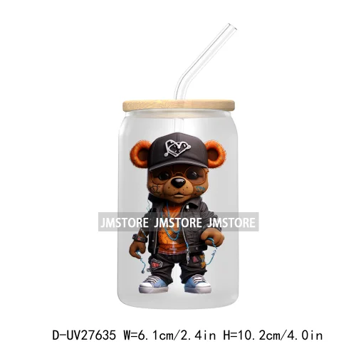 Hip Hop Urban Graffiti Teddy Bear UV DTF Transfer Stickers Decals For Libbey Cold Cups Mugs Tumbler Waterproof Trendy Bears Doll