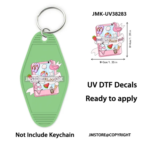 Bookish Journal Coquette Bow Flowers Heart UV DTF Motel Keychain Decal Ready To Ship Transfer Stickers Prints For Hotel Keychain