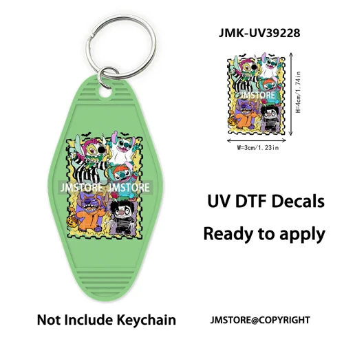Horror Pumpkin Halloween Cartoon UV DTF Motel Keychain Decal Ready To Ship Durable Transfer Stickers Prints For Hotel Keychain