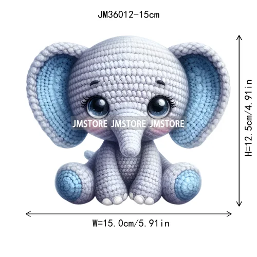 15cm 5.9in Colorful Cute Needle Hook Animal Iron On DTF Heat Transfer Sticker For Clothes Print Vinyl Washable T-Shirt Appliques