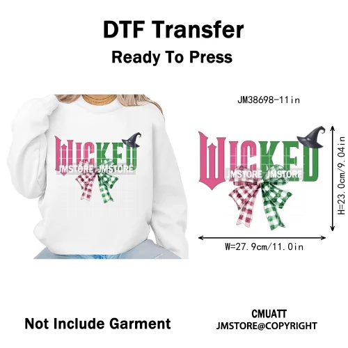 Magic Musical Movies Bad Good Witches Team Pink Green Coquette Iron on DTF Heat Transfers Stickers Ready to Press for T-shirts