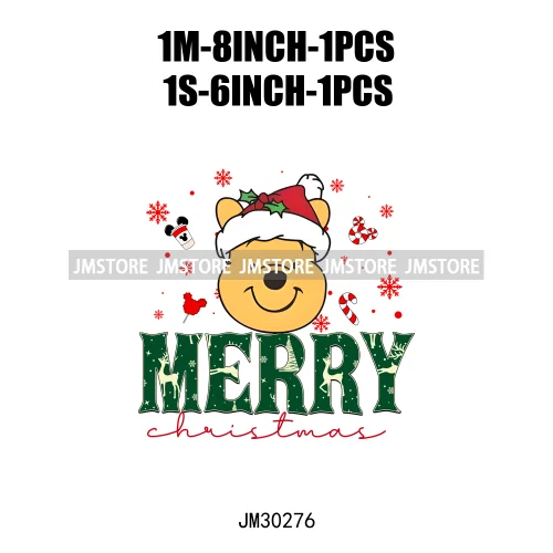 Merry Christmas Cute Cartoon Animal Friends Winter White Festive Vibes Iron On DTF Transfers Stickers Ready To Press For Hoodies