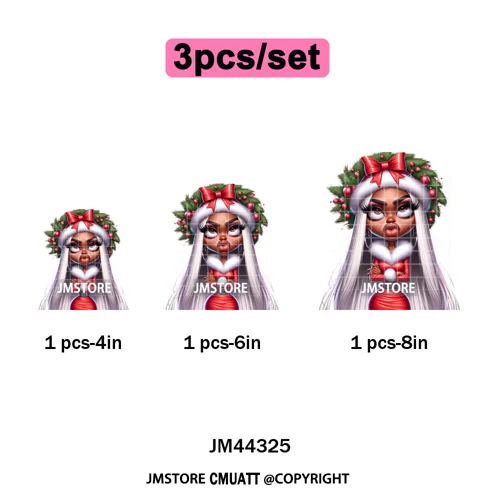 Christmas Stank Face Black Woman Attitude Moody Queen Iron on Washable DTF Heat Transfers Stickers Ready to Press for Clothing