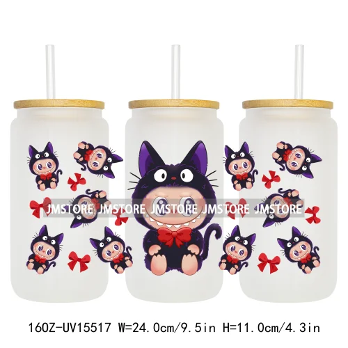 Coquette Bow Kids Cartoon Doll Characters UV DTF Cup Wraps Ready To Apply Waterproof Transfer Stickers For 16OZ Libbey Glass Can