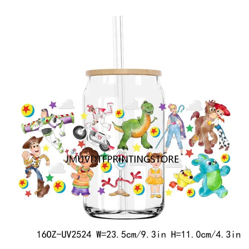 Cute Bear And Cat Coffee UV DTF Sticker For 16OZ Libbey Glass Cup Can Cartoon Cars Wrap Transfer Sticker Custom Labels DIY Logo