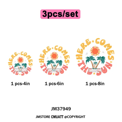 Funny Summer Quotes Sunset Palm Trees Beach Vacation Vibes Washable Iron on DTF Transfer Sticker Ready to Press for Textile Bags