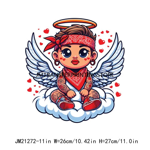 Sweet Pink Valentine's Angel Baby Concha Designs Kids Love Heat Transfer Stickers Ready To Press For T-shirts