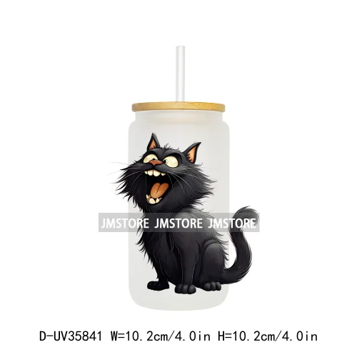 Cute Black Cats Halloween UV Sticker Decals For Libbey Cold Cups Mugs Tumbler Transfer Stickers Waterproof High Quality Prints