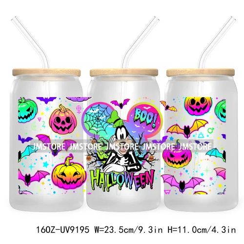 Boo Halloween Cartoon 16OZ UV DTF Cup Wrap Transfer Stickers Custom Labels Durable Waterproof For Libbey Glass Can Fall Pumpkin