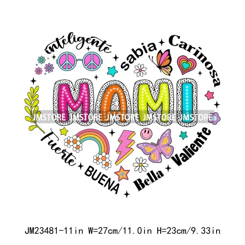 Mama Nana Spanish Blessed Abuela Latina Mom Life Iron On Decals Mother's Day Madre Quotes DTF Transfer Stickers For Clothes