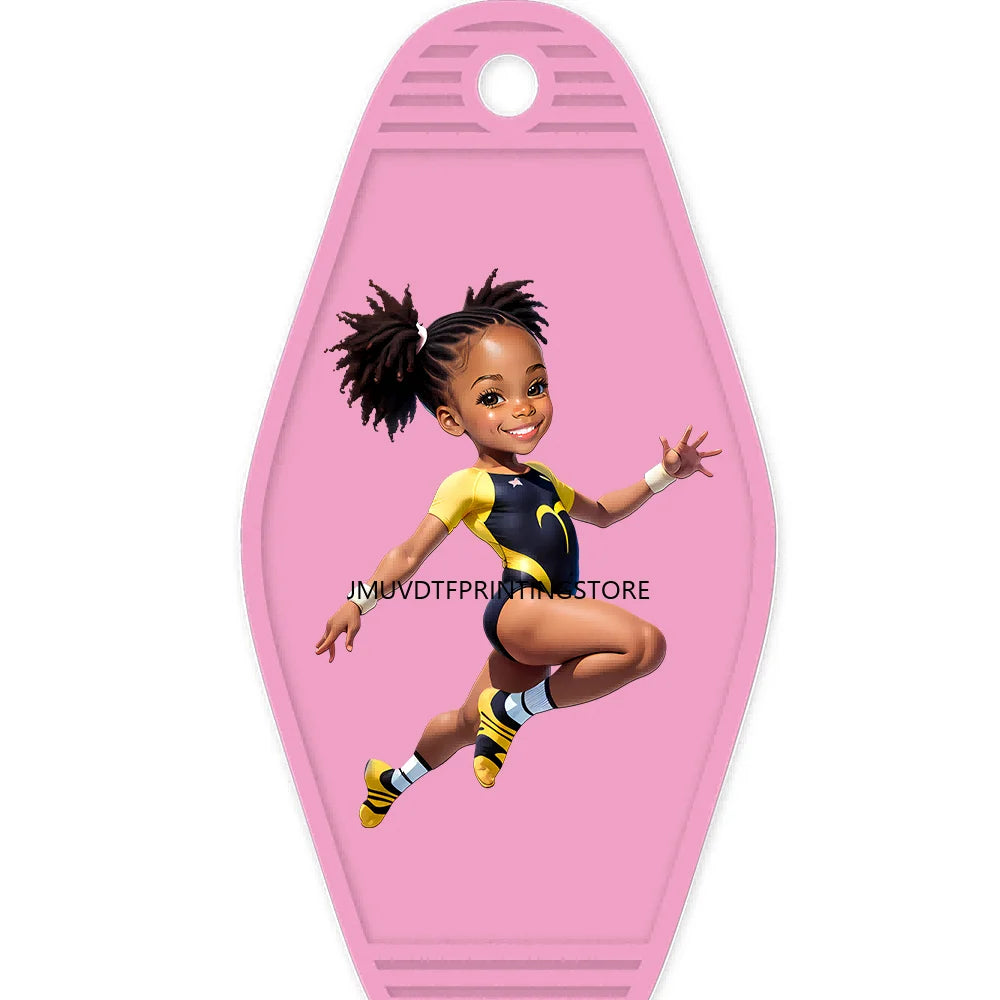 Sport Football Player High Quality WaterProof UV DTF Sticker For Motel Hotel Keychain Black Afro Girls