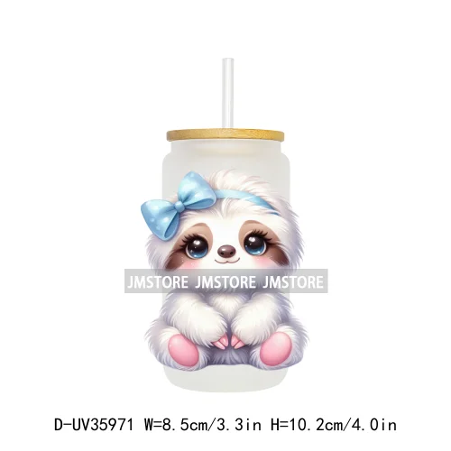 Coquette Bow Cute Animals UV DTF Transfer Stickers Decals Ready To Apply Waterproof Print For 16OZ Libbey Glass Can Cups Tumbler