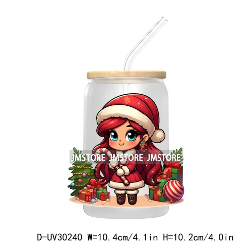 Princess Christmas Cartoon Friends UV DTF Transfer Stickers Decals For Libbey Cold Cups Mugs Tumbler High Quality Xmas Gift Tree