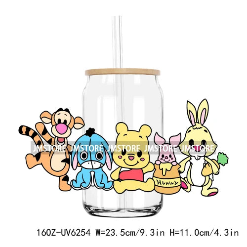 Cute Cartoon Characters UV DTF Sticker For 16OZ Libbey Glass Cup Can Wrap Transfer Stickers Custom Labels DIY Logo Magic World