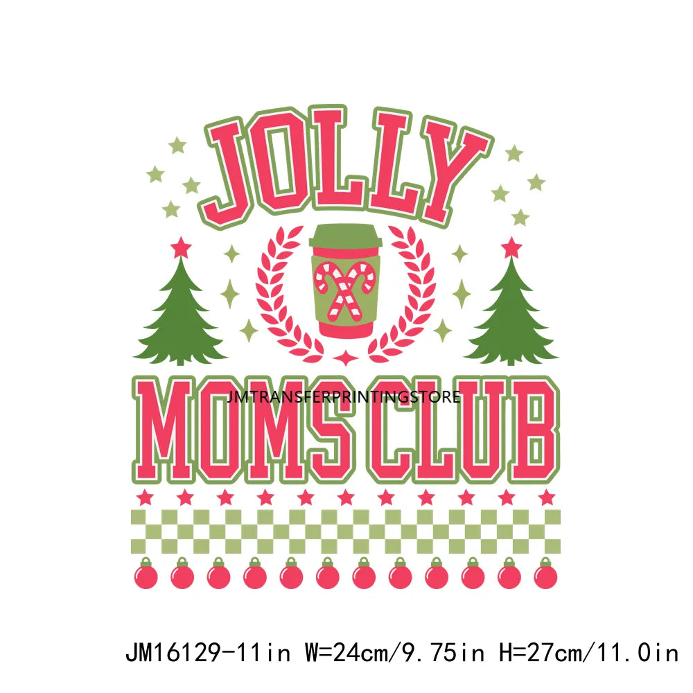 Ho Santa Jolly Moms Club Patch Christmas Calories Don't Count Logo Feelin' Festive On Petty List Transfer Sticker For Clothes