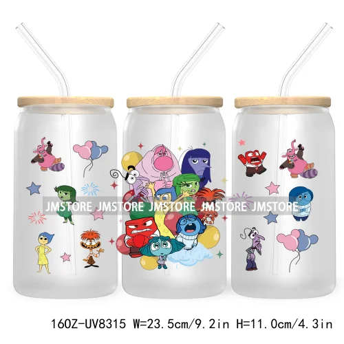 It's Okay To Feel All The Feels UV DTF Cup Wrap For 16OZ Glass Cup Can Transfer Stickers Custom Label Logo Inside Out Characters