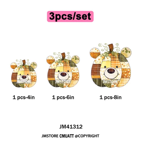 Preppy Floral Cartoon Friends Fall Patchwork Pumpkin Halloween Iron on Washable DTF Transfer Stickers Ready to Press for Clothes