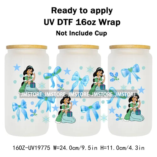 Coquette Princess Christmas Gifts 16OZ UV DTF Cup Wraps Ready To Apply Waterproof Transfer Stickers For Libbey Glass Can Cartoon